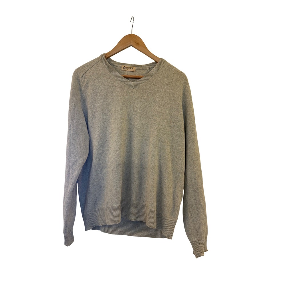J.Crew Mens V-Neck Sweater Cotton‎ Cashmere Blend Heathered Grey 88055 Size M